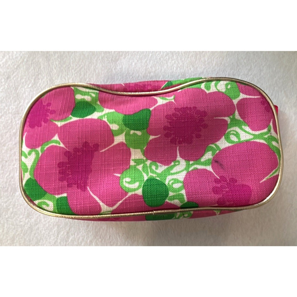 Lilly Pulitzer For Estée Lauder Cosmetic Bag Pink Green Floral Travel Case - Picture 2 of 7